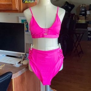 YMI Hot Bubble Gum Pink 2-piece Bikini Swimsuit in size XL, NWT